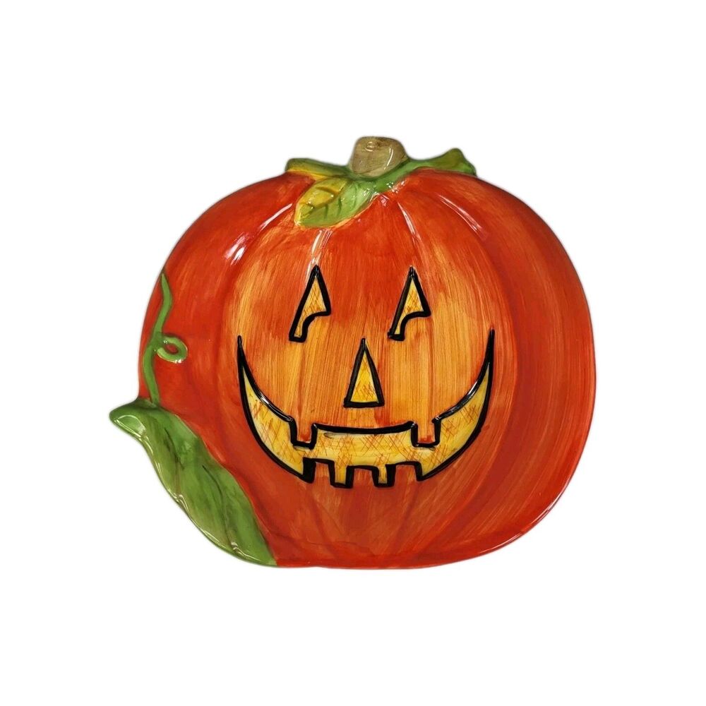 Susan Winget International Jack-O-Lantern Pumpkin Serving Dish Halloween Fall
